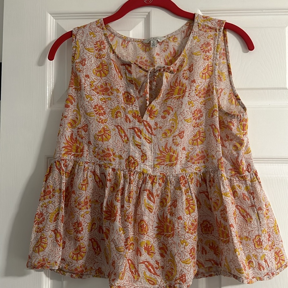 Cotton Peplum Sleeveless Blouse Lucky Brand